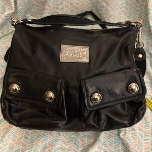 Coach Poppy Black Leather Shoulder Bag